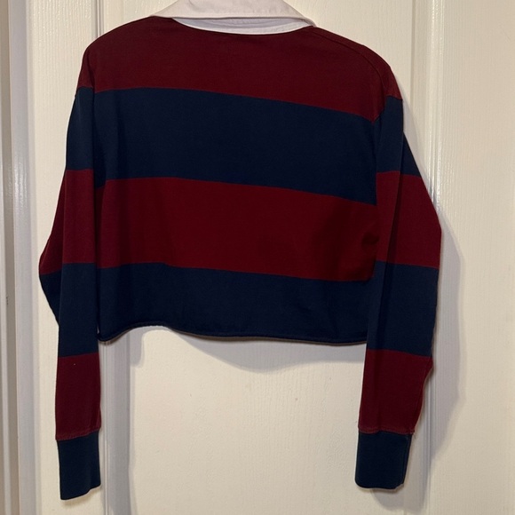 American Eagle Outfitters The Throwback Rugby Polo Cropped Shirt Size Small EUC - Picture 6 of 10